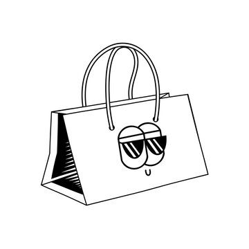 Naklejki Doodle cute character illustration shopping bag sticker outline