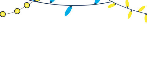 Christmas decoration with twinkling lights, tied with string and hanging