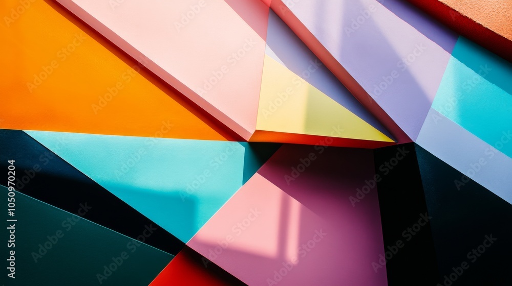 Poster Intersectional perspectives, depicted through intersecting planes in bold colors, symbolizing intersectionality and mutual understanding