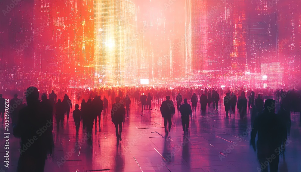 Poster Visual representation of a crowd interconnected through a network
