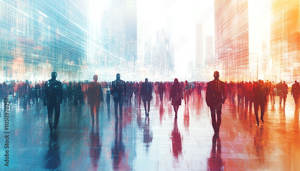 Leinwandbilder visual representation of a crowd interconnected through a network
