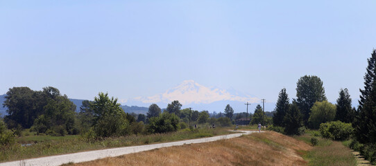 On the river dykes in a sunny weather