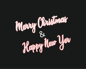 christmas and happy new year text design vector