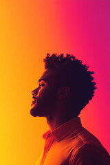 side profile of black man office work gradient background studio photography back to work cubicle job applicant profile lighting wallpaper mobile vertical social media background business marketing