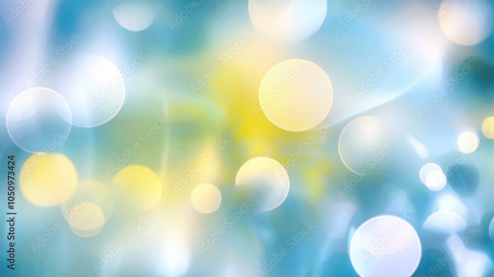 Poster abstract bokeh background with blue and yellow circular lights.