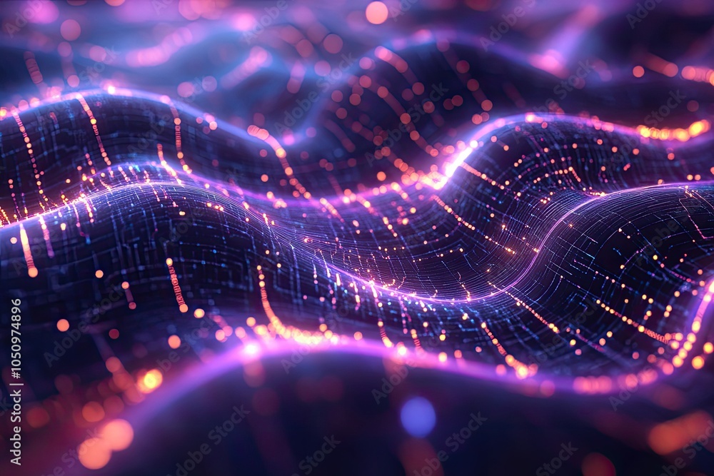 Aufkleber abstract digital wave with glowing lights. perfect for technology and data themes.