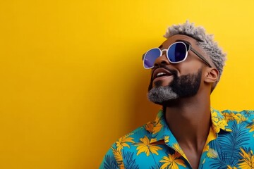 A 3D-illustrated investor looking at stock performance graphs in a colorful, vibrant office, with exaggerated expressions and playful designs