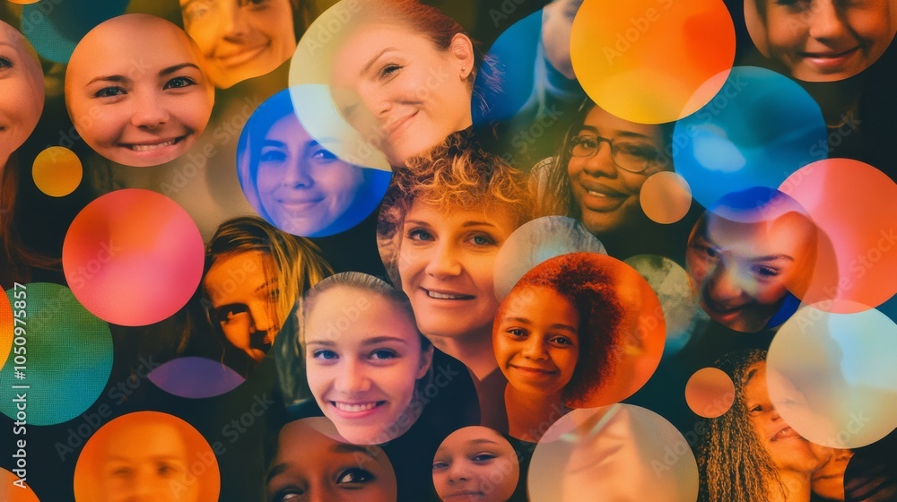 Aufkleber Overlapping circles of different sizes and colors, Symbolizing the intersectionality and complexity of diverse identities, photography style