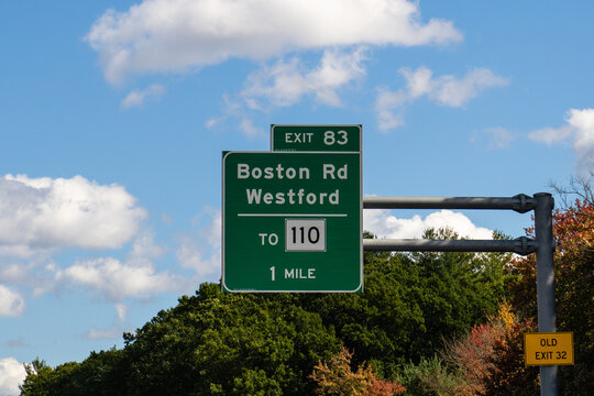 exit 83 from I 495 for MA-110 toward Boston Rd and Westford, Massachusetts
