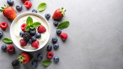 Vibrant and fresh summer berries on a minimalist background