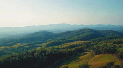 Fototapeta premium Serene Aerial View of Rolling Green Hills