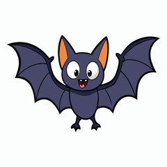 cute cartoon halloween bat flying white background