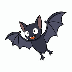 cute cartoon halloween bat flying white background