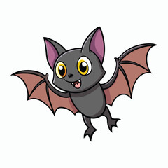 cute cartoon halloween bat flying white background