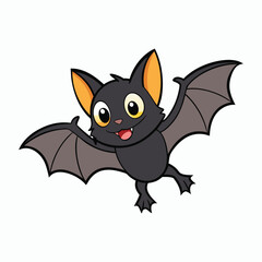 cute cartoon halloween bat flying white background