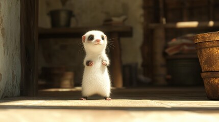 Playful Small Animal in Cozy Indoor Setting