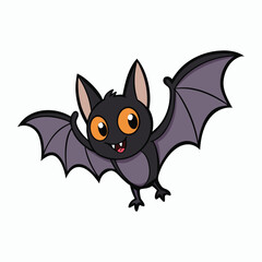 cute cartoon halloween bat flying white background
