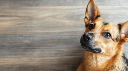 Close-up of brown dog with attentive ears
