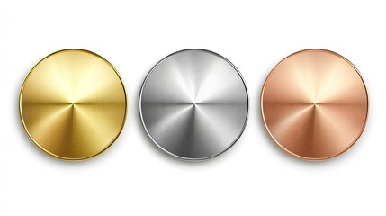 ward golden  silver and bronze blank medals 3d vector realistic illustration. 