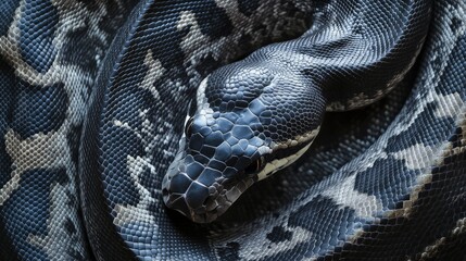 Obraz premium Beautiful dark gray python skin reptile skin texture 
