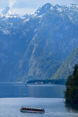 View of the Königssee, vantage point at Malerwinkel, National Park Berchtesgaden