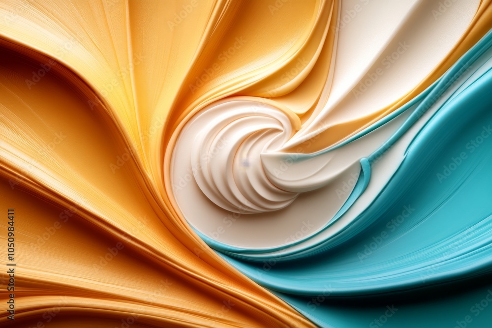 Poster a minimalist design of a tube of toothpaste being squeezed, represented with soft curves and pastel 