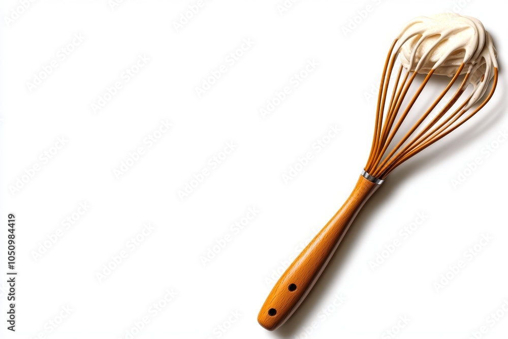 Poster A minimalist design of a whisk stirring batter, with soft, abstract lines symbolizing the blending process