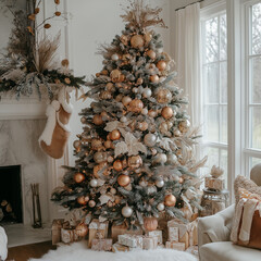 christmas tree with gifts and decorations
