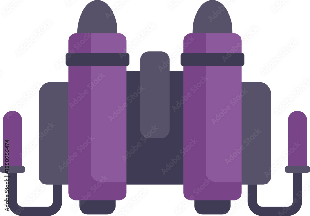 Poster cartoon spaceship engine with two tanks and four nozzles providing thrust in space