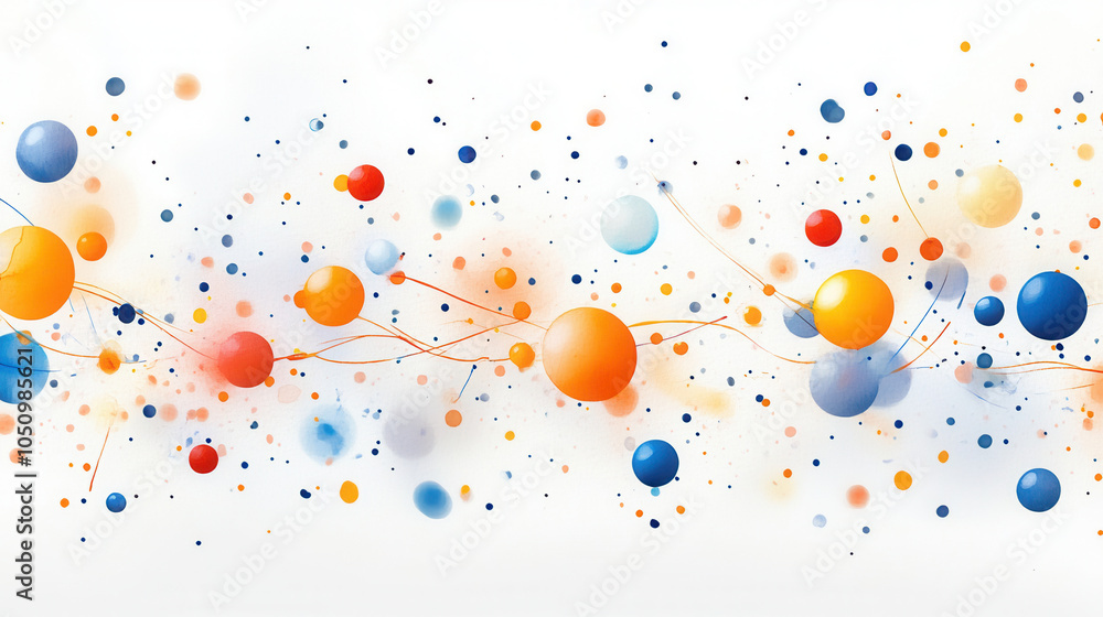 Poster cheerful mixed watercolor background with bright colors, featuring vibrant circles and abstract patt