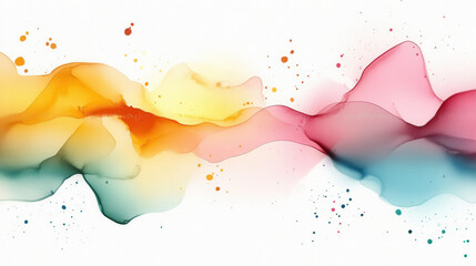 vibrant and cheerful watercolor background featuring playful swirls of orange, pink, and teal, creating dynamic and artistic atmosphere. soft blending of colors evokes sense of joy and creativity