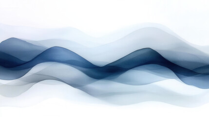 Naklejka premium serene and elegant minimalist watercolor background featuring soft, flowing waves in shades of blue and white, creating calming atmosphere