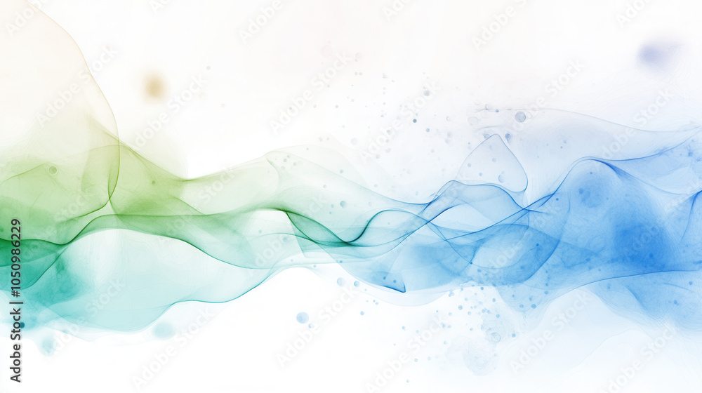 Aufkleber serene and tranquil mixed watercolor background featuring soft blue and green waves, creating calmin