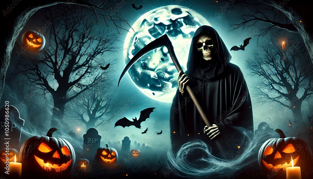 Wall mural available for halloween, this material depicts attractive characters.