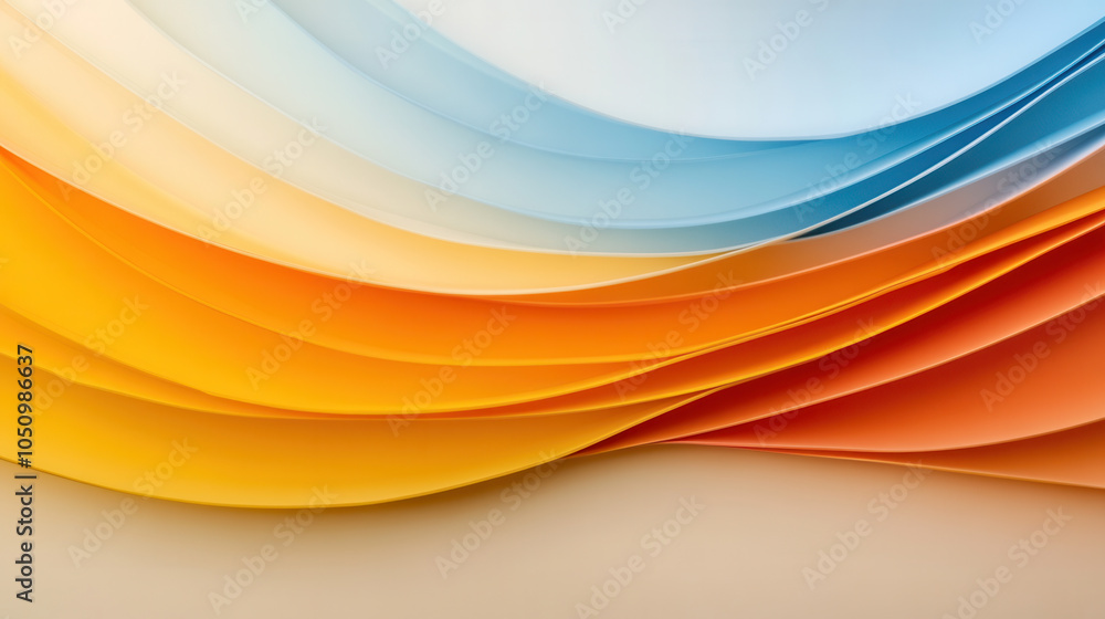 Poster abstract background with blended colors of blue, orange, and yellow creating smooth wave effect. thi