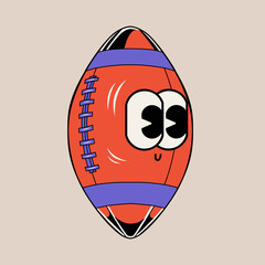 Doodle cute character illustration rugby ball sticker