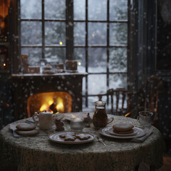 fireplace with christmas decorations