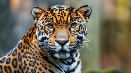 Obraz premium a beautiful jaguar on the blurry background