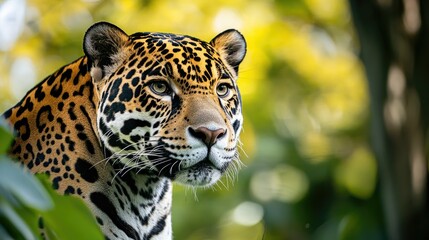 Obraz premium a beautiful jaguar on the blurry background