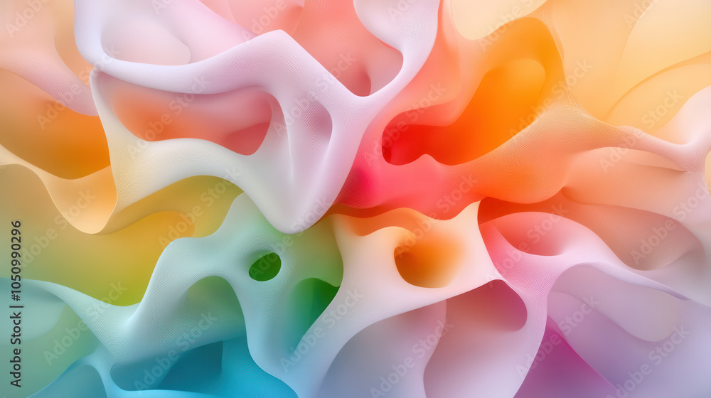 Poster intricate four color fractal design creating mesmerizing abstract pattern with soft curves and vibra