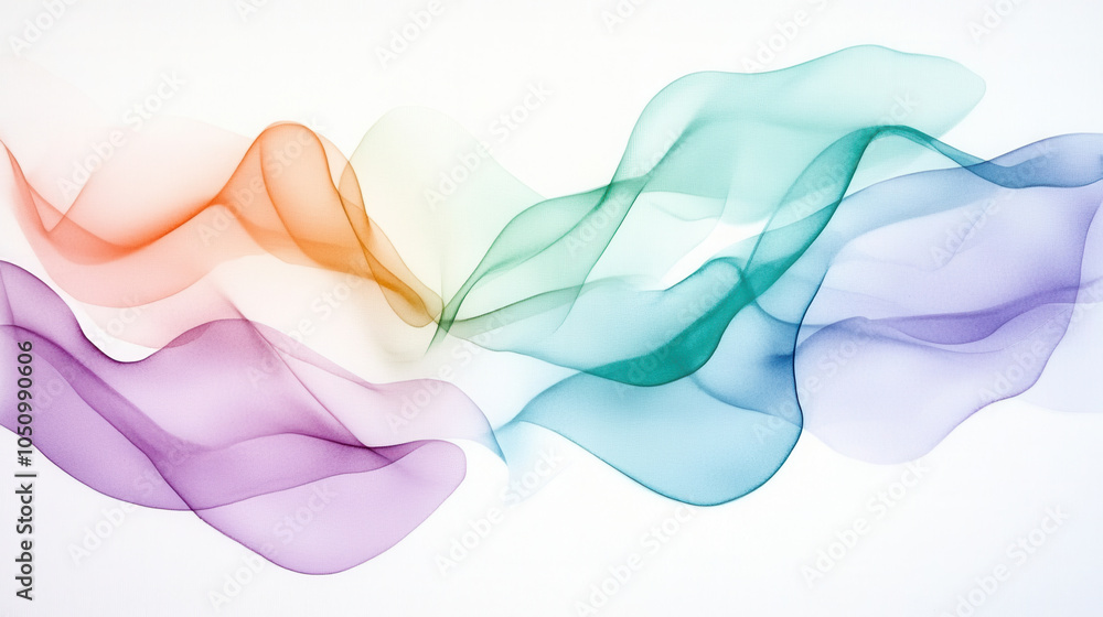 Aufkleber soft pastel mixed watercolor background featuring flowing waves of color, creating serene and calmin