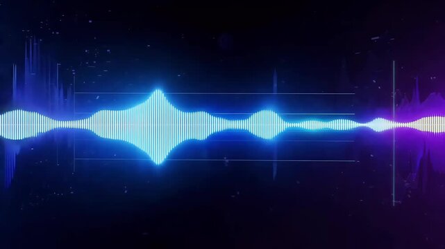 An engaging animation showcases graphic equalizer glowing bars that pulse respond sound creating eyecatching background suitable VJ loops 4K resolution abstract synth digital noise technology
