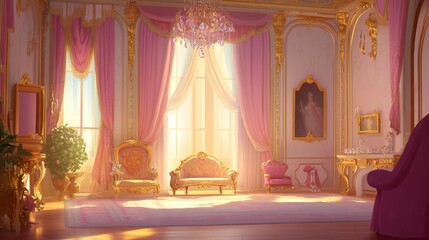 Obraz premium Elegant luxurious interior with golden accents and light