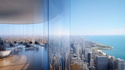 Modern Interior with Stunning City and Water View