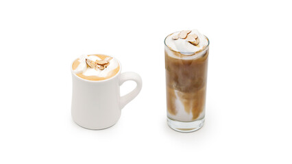 Almond Cream Latte on White Background