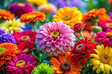 Vibrant flowers in full bloom captured in a medium shot