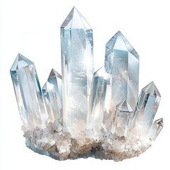 Crystal cluster on white isolated background.