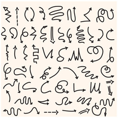 Arrow collection With illustration style doodle and line art