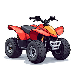 Red ATV vector illustration, all-terrain vehicle design