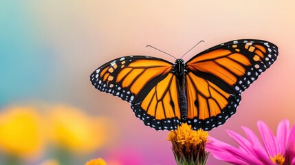 Stunning Orange Butterfly with Spotted Wings on Flower